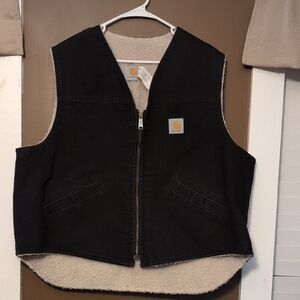 Carhartt Mens Black Vest with Cream Lining